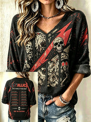 Women's Casual Printed Waffle Top