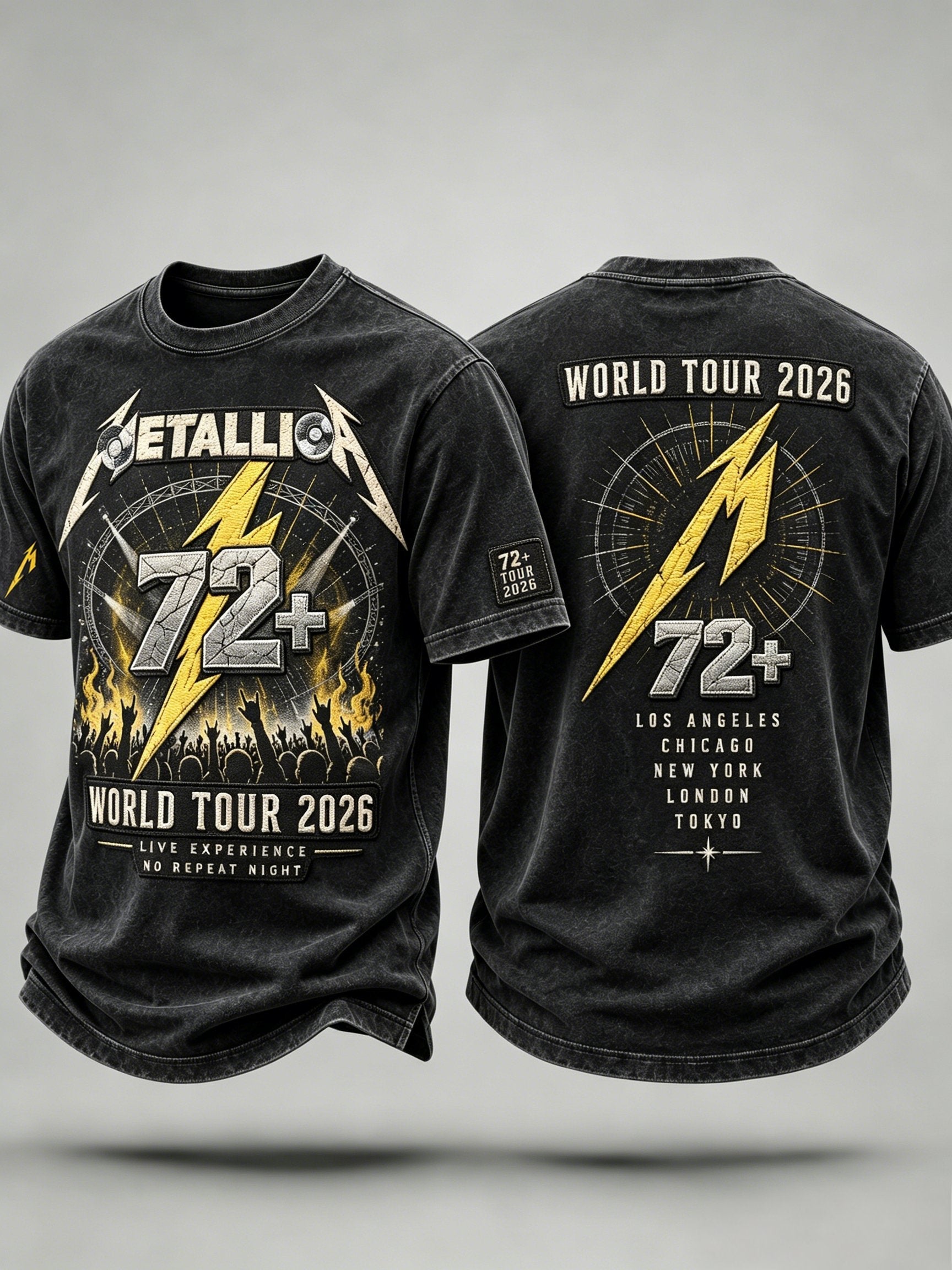 Men's Short-Sleeve T-Shirt with Music Tour Print