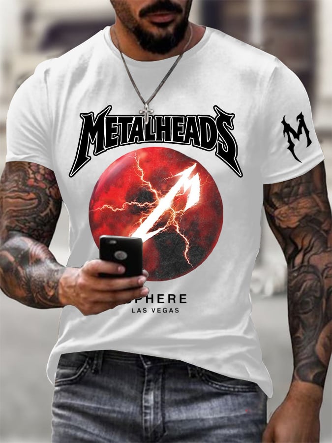 Men's Retro  2026 Metallica Sphere Music Art Metalheads Print T-Shirt
