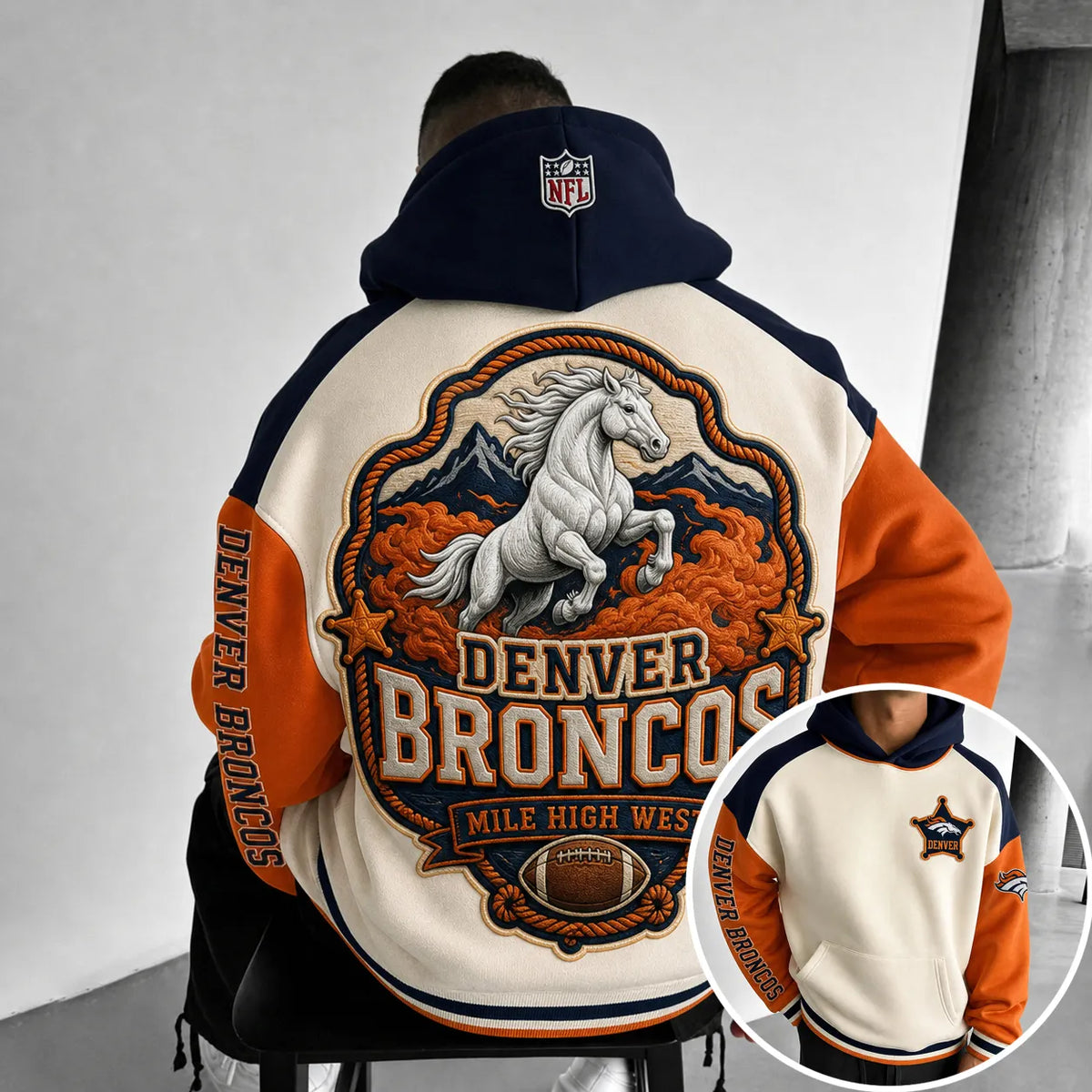Unisex Casual-chic Rugby-print Hoodie