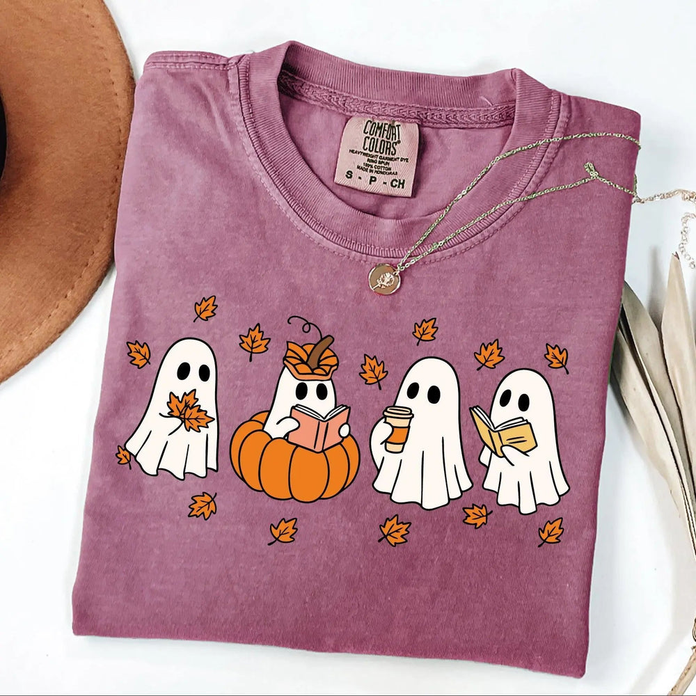 Pumpkin Ghosts Reading Book Shirt