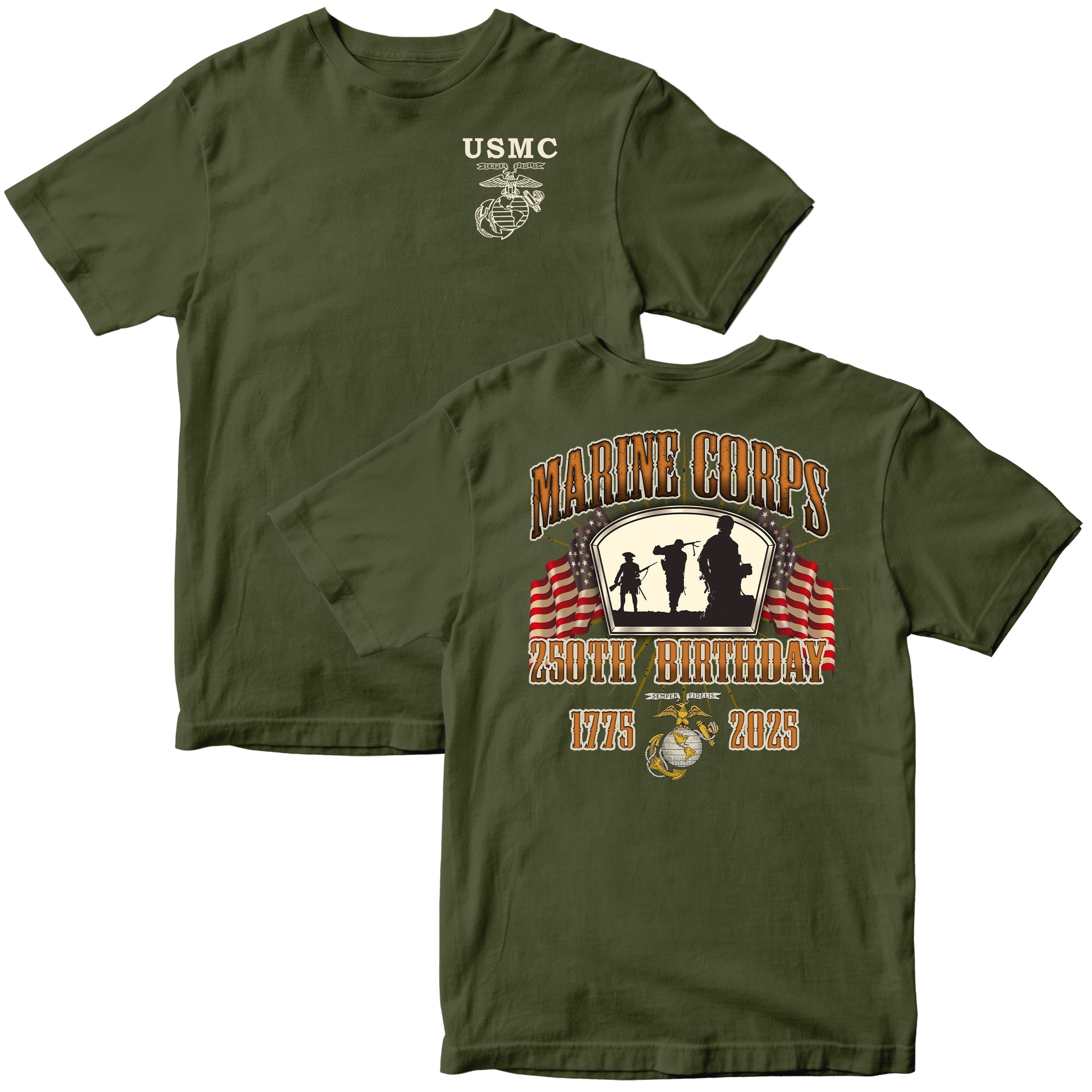 Marines 250th Birthday Flag T-Shirt