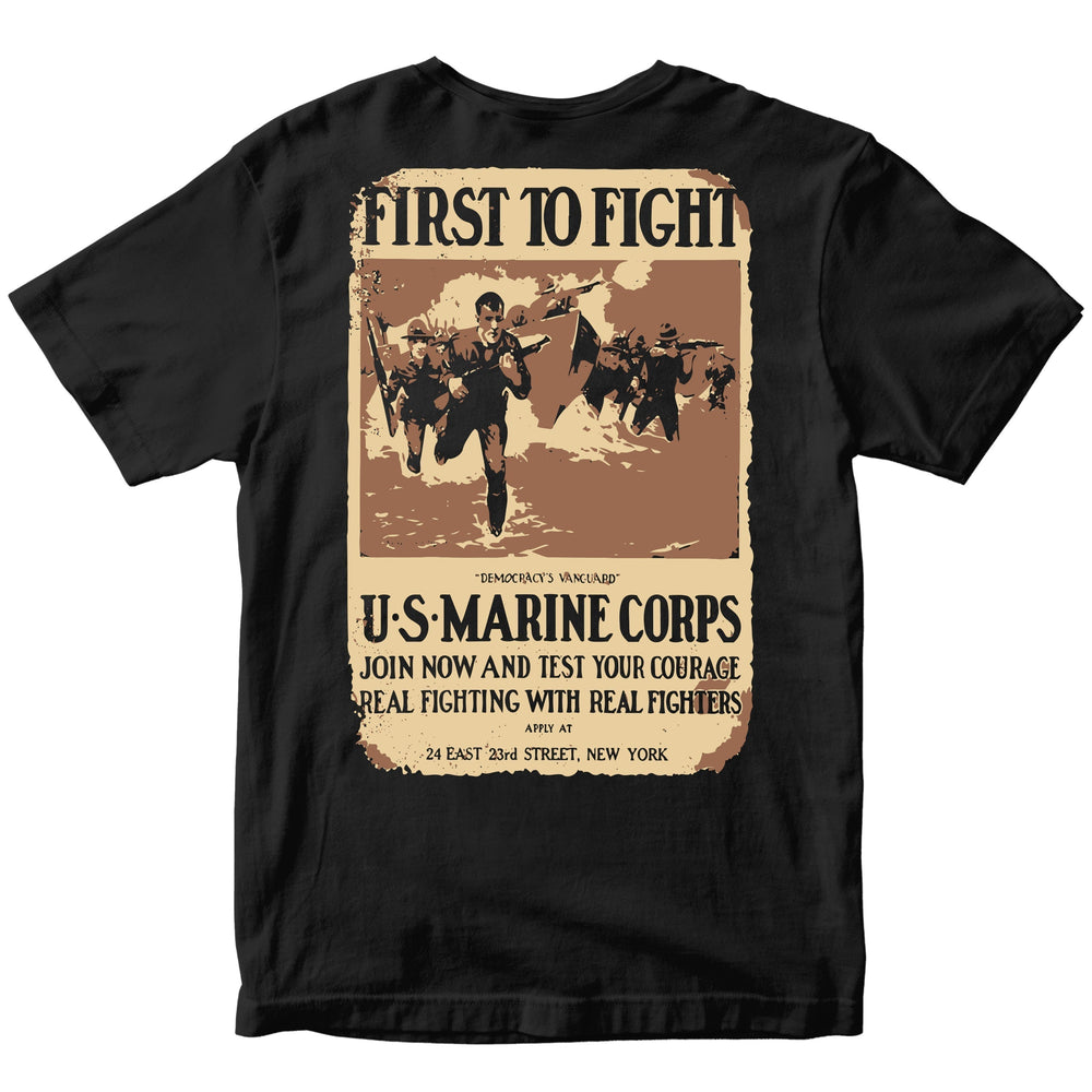 Marines First To Fight Vintage Recruitment Poster T-Shirt