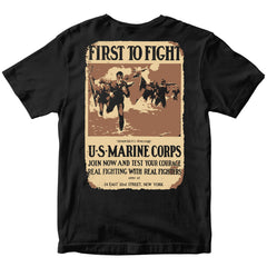 Marines First To Fight Vintage Recruitment Poster T-Shirt