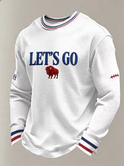 Men'S Buffalo Print Football Fans Gameday Casual Waffle Long Sleeve T-Shirt