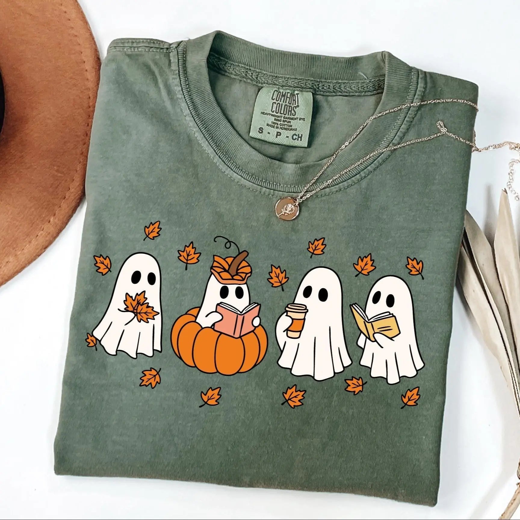 Pumpkin Ghosts Reading Book Shirt