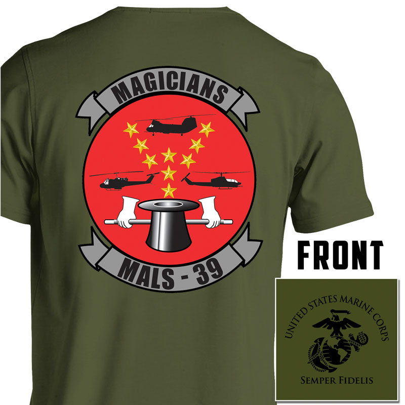 MALS-39 USMC Unit T-Shirt-(Magicians Version)