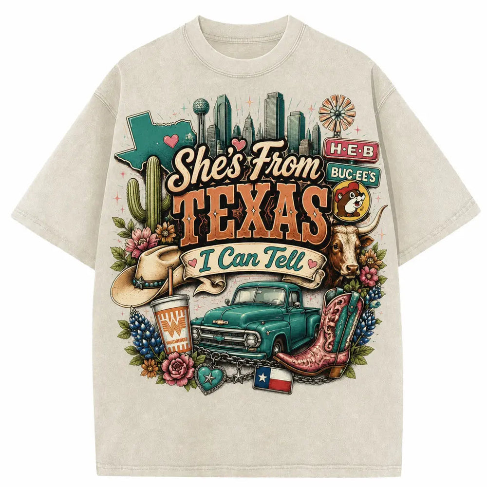 She’s From Texas” Vintage Wash Graphic Tee