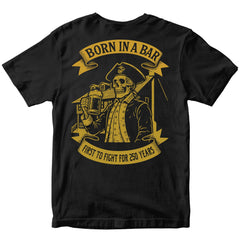 Marines Born In A Bar Skull 250th Birthday T-shirt