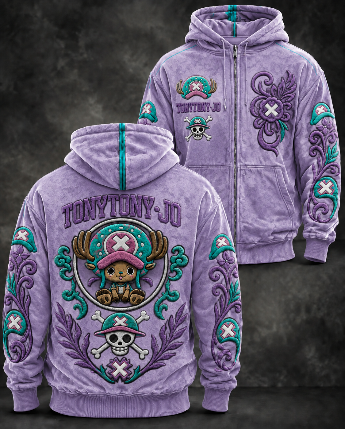 Anime Character Graphic Print Full Zip Hoodie