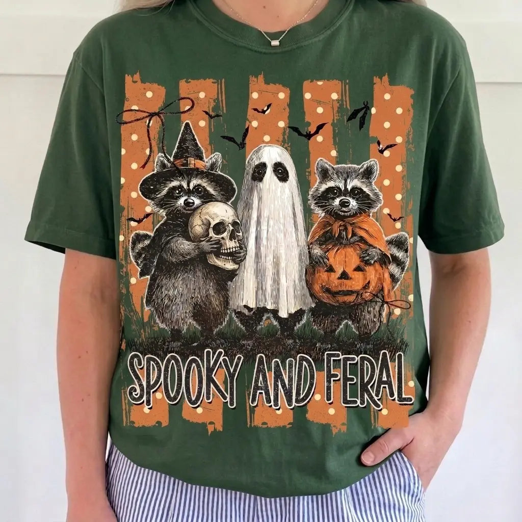 Raccoon Ghost Pumpkin Graphic Tee