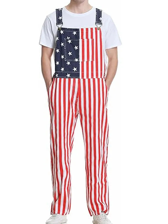 Unisex Retro American Flag Independence Day 250Th Anniversary Edition Classic Print Adjustable Shoulder Strap Strap Pants