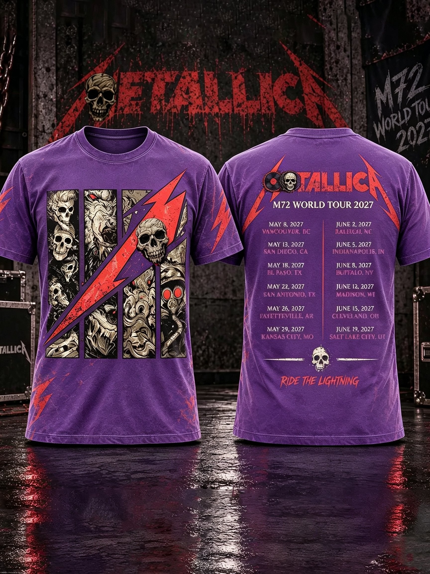 Men's Short-Sleeve T-Shirt with Music Tour Print