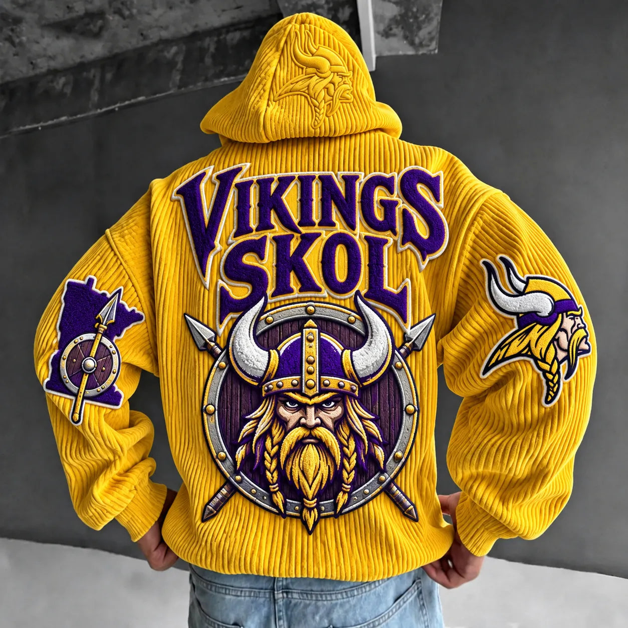 Rugby-print Corduroy Hoodie