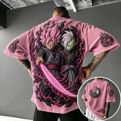 Unisex Anime-Style Retro Corduroy Oversized T-Shirt