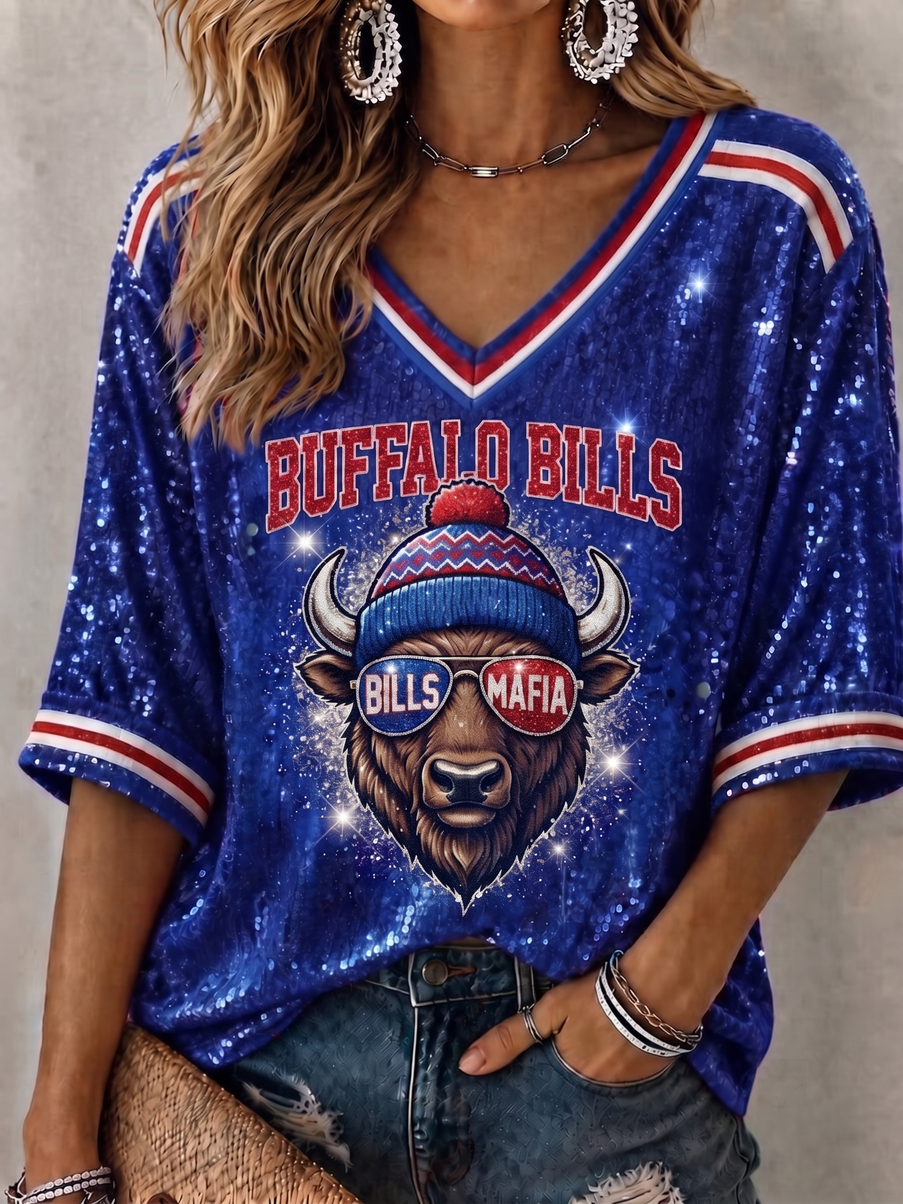 Women's Casual Football Print T-Shirt