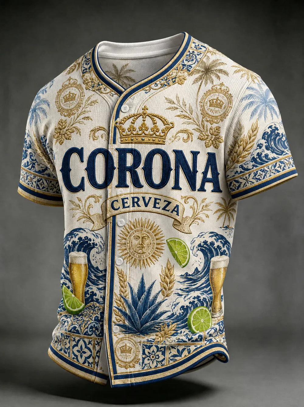 Men's Beer Print Short-Sleeve Shirt