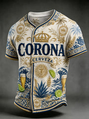 Men's Beer Print Short-Sleeve Shirt