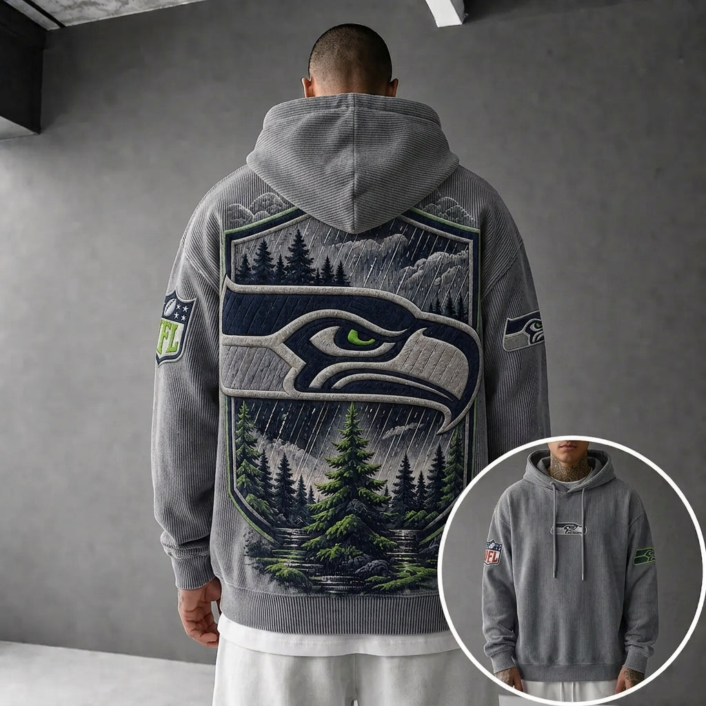 Unisex Casual-chic Rugby-print Hoodie