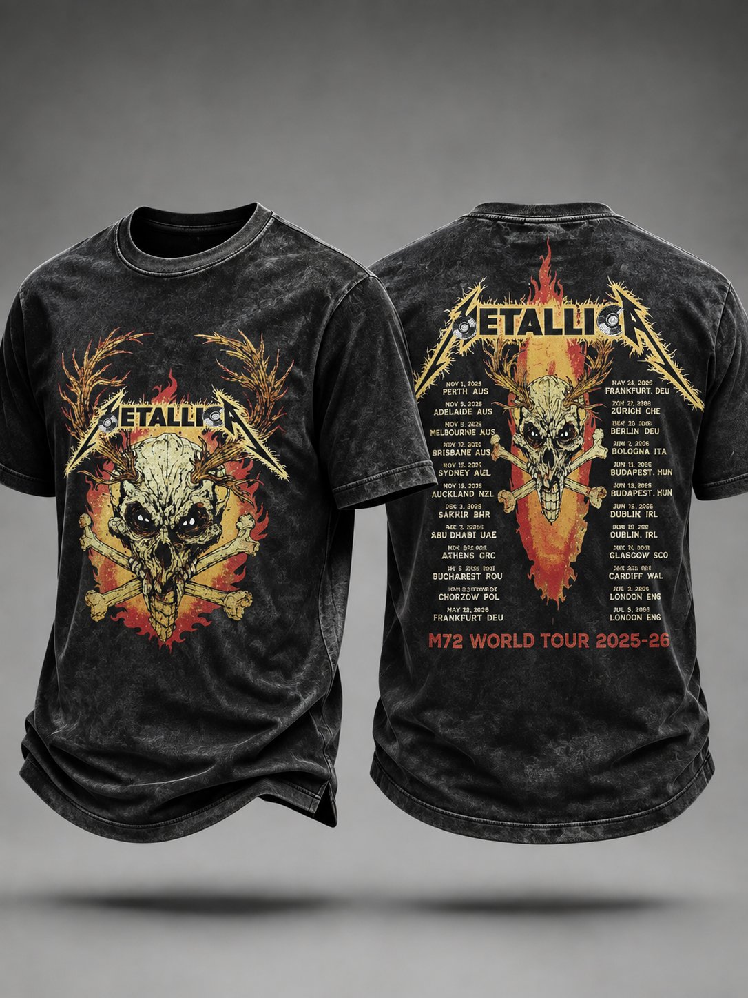 Men's Short-Sleeve T-Shirt with Music Tour Print