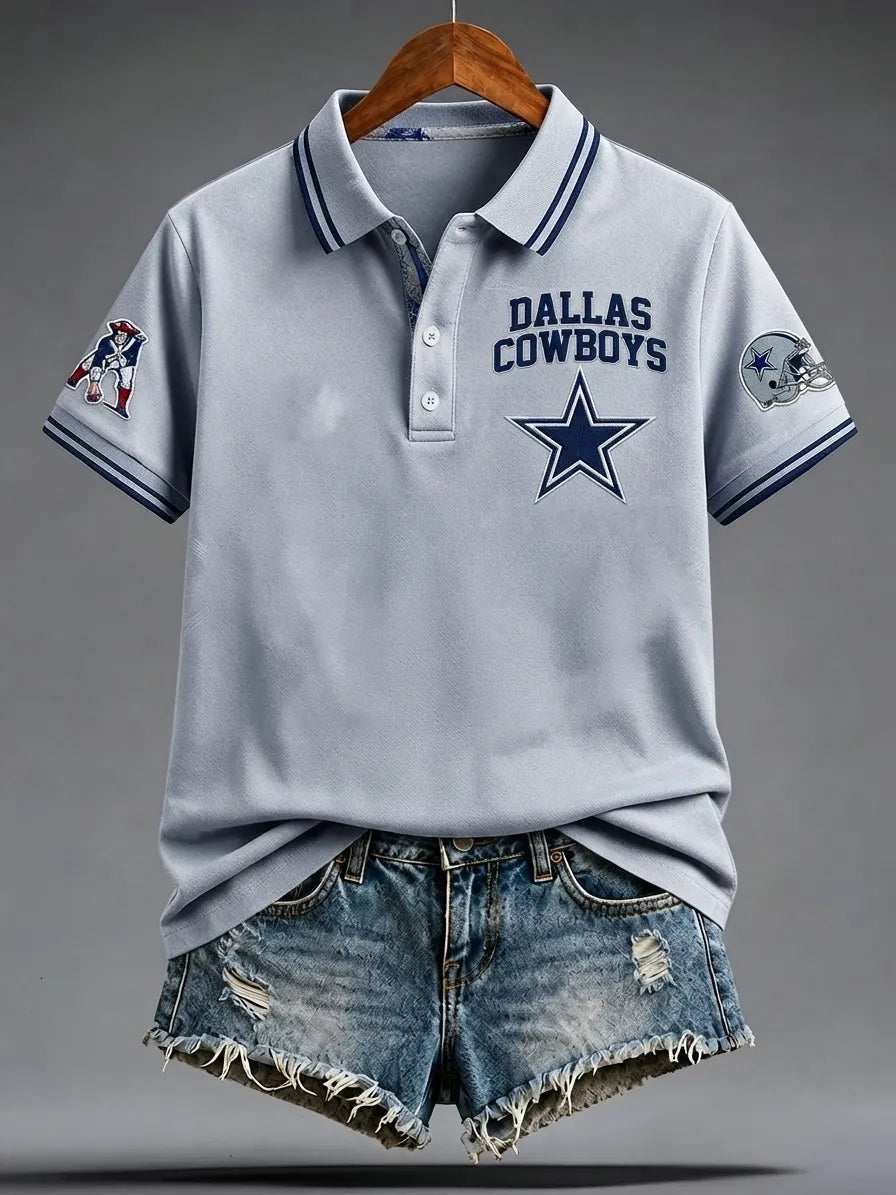 Women's Casual Football PrintPolo Shirt