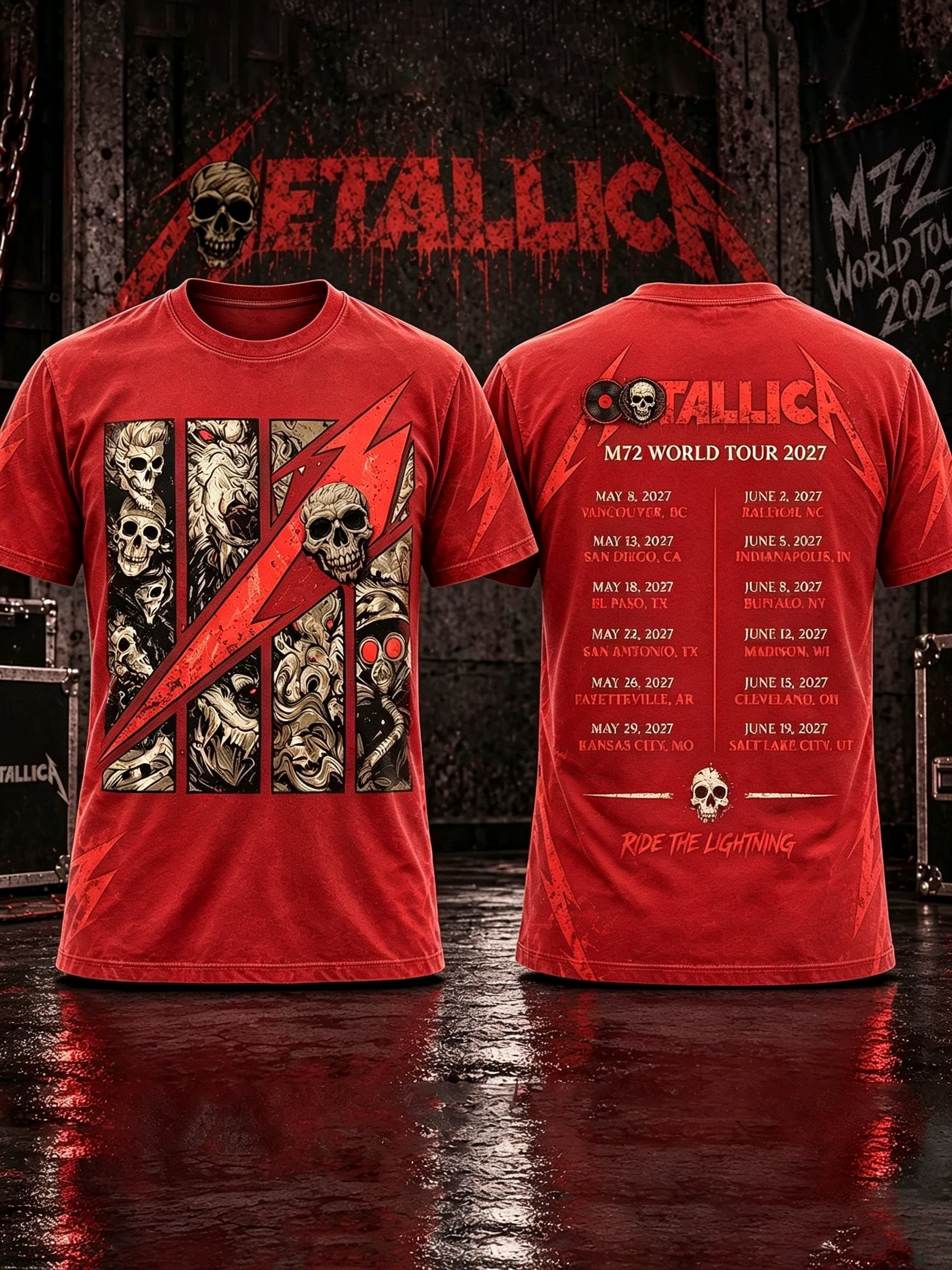 Men's Short-Sleeve T-Shirt with Music Tour Print
