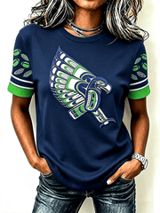 Rugby Fan Print Short-Sleeved Crew Neck T-Shirt