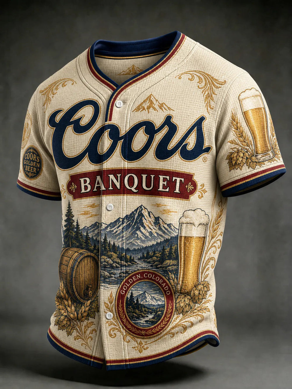 Men's Beer Print Short-Sleeve Shirt