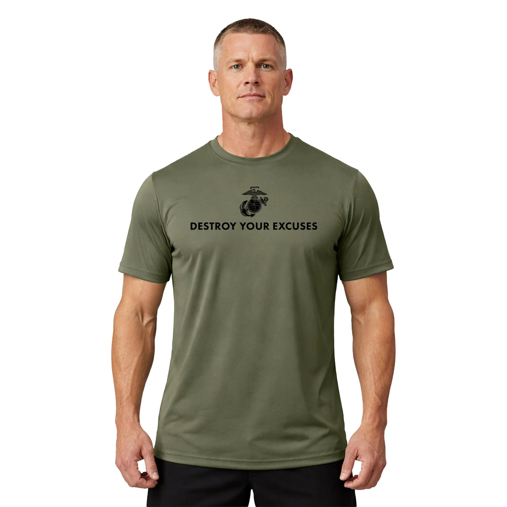 Marines "Destroy Your Excuses" Performance shirt United States Marine Corps,Made in USA