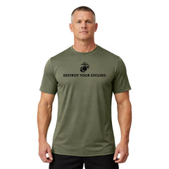 Marines "Destroy Your Excuses" Performance shirt United States Marine Corps,Made in USA