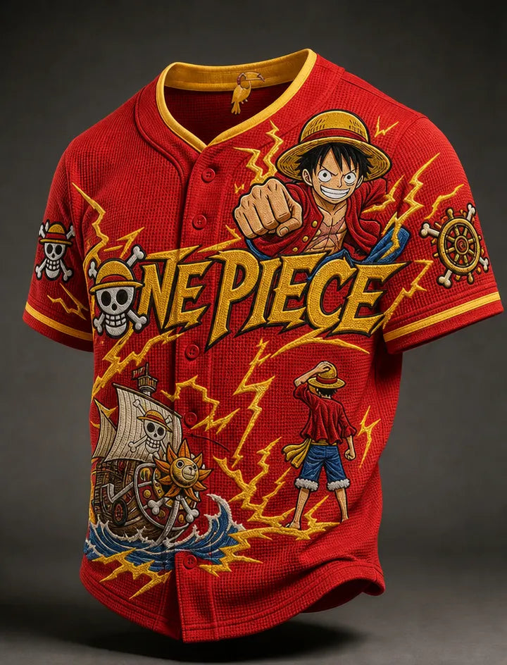 Men's Anime Graphic Short Sleeve Baseball Jersey