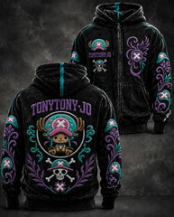 Unisex Anime Character Graphic Full-Zip Hooded Sweatshirt