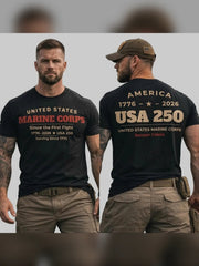 Menswear Graphic Print T-Shirt - Unisex US Marine Corps 250th Anniversary