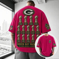 Unisex Loose-Fit Vertical-Stripe Short-Sleeve T-Shirt With Rugby Print