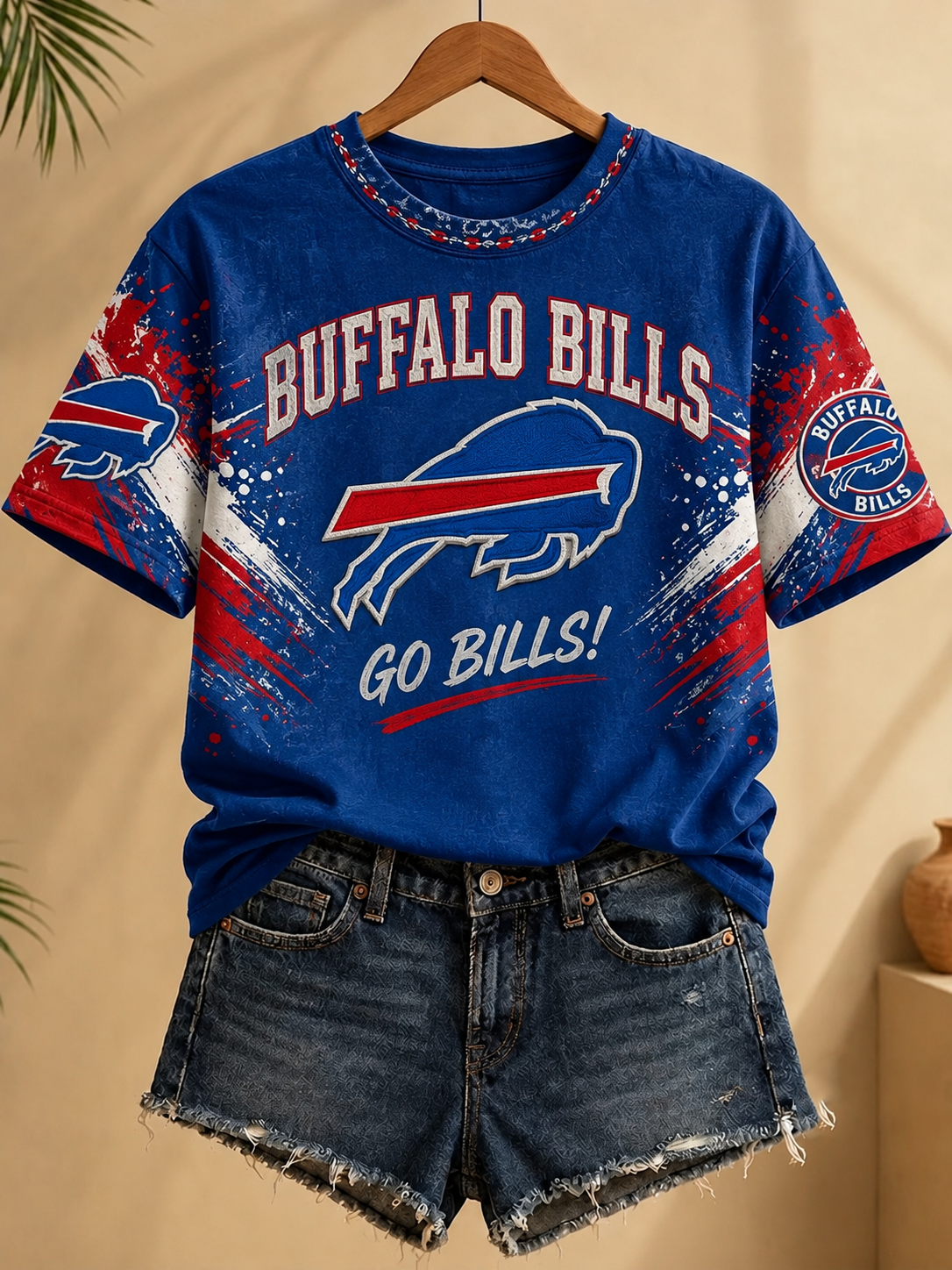 Women's Casual Football Print T-Shirt