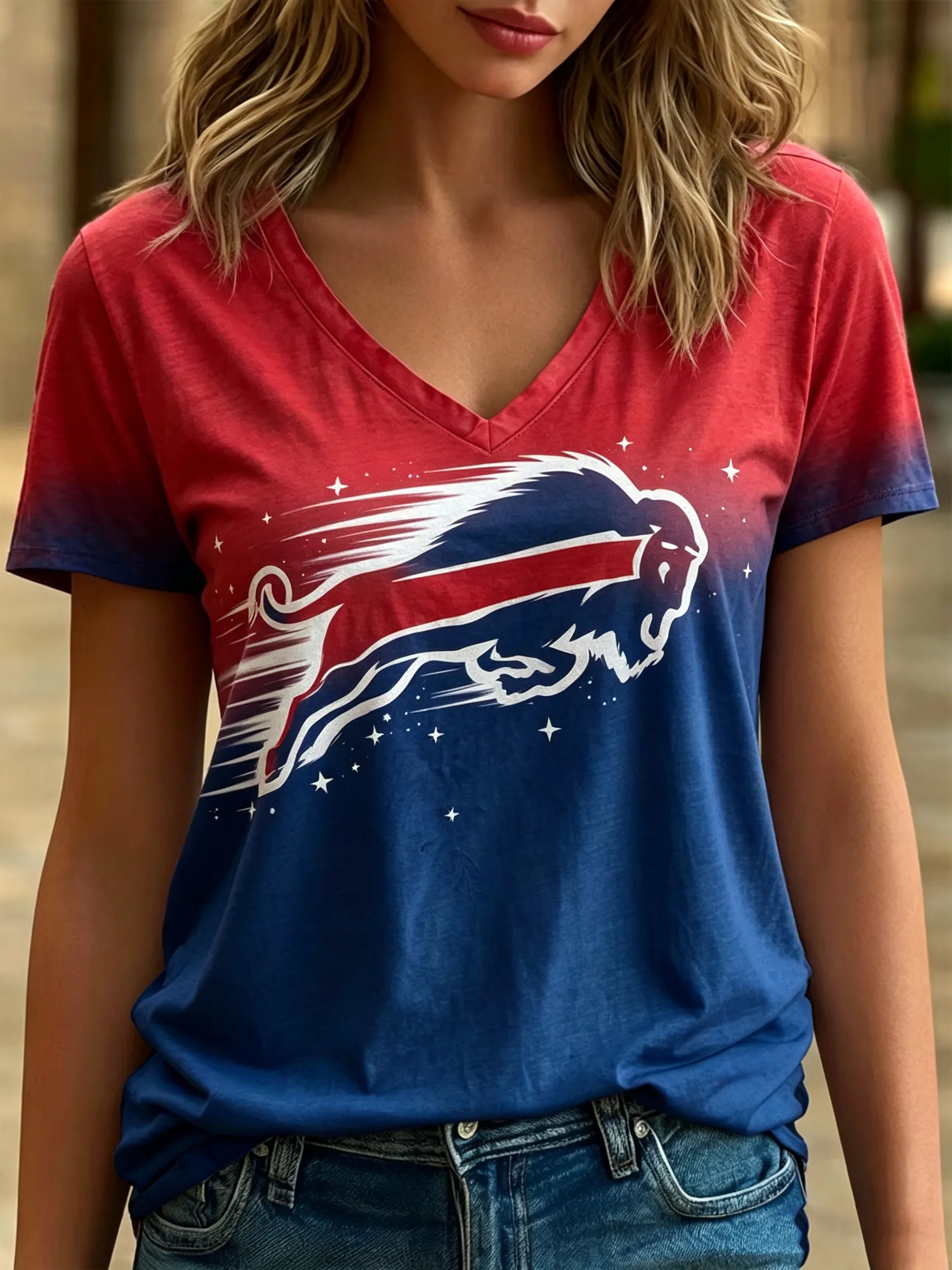 Women's Casual Football Print T-Shirt