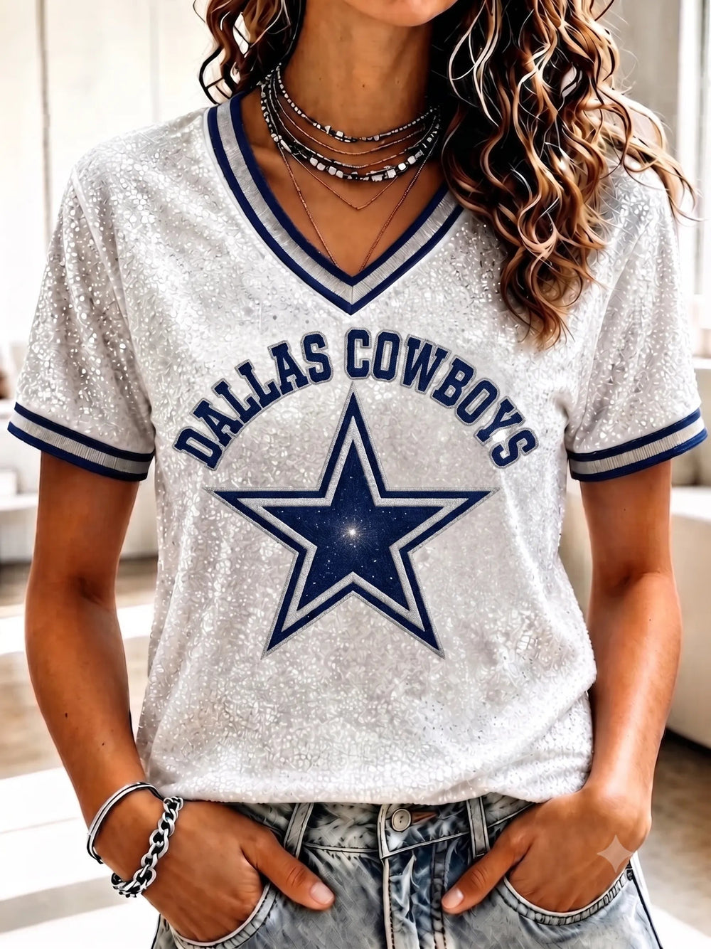 Women's Casual Football   Print T-Shirt