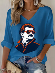 Women's Casual Printed Waffle Top