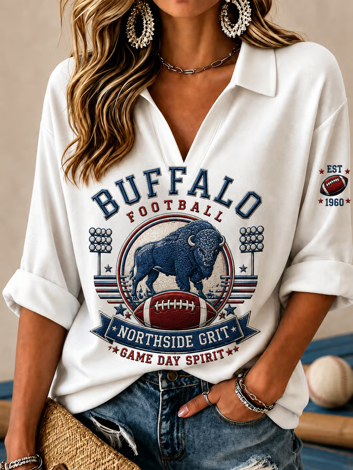 Women's Casual Football Print T-Shirt