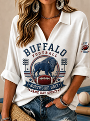 Women's Casual Football Print T-Shirt
