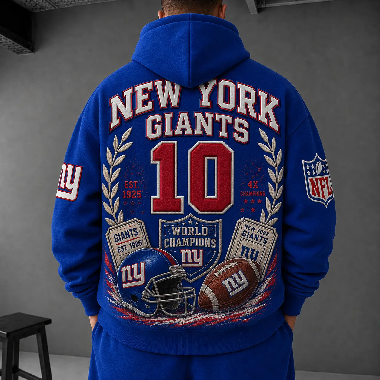 Unisex Casual-chic Rugby-print Hoodie